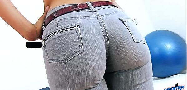  Denim Eater ROUND ASS and CAMELTOE PUSSY Brunette Babe